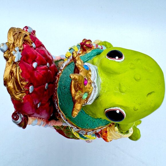 King Ribbit Camelot Frogs Sculpture Collection By Hamilton 1996 Hand-Painted - Picture 6 of 9